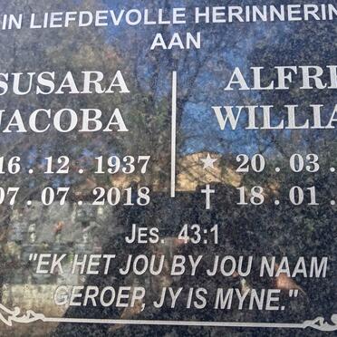 ? Alfred WIlliam 1944-2021 & Susara Jacoba 1937-2018 