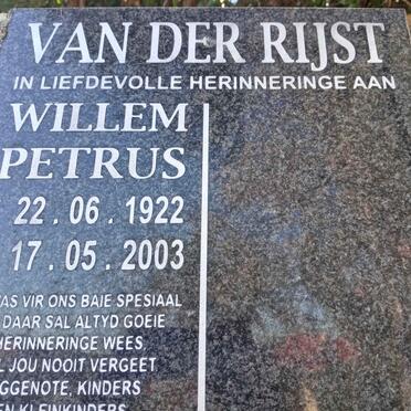 RIJST Willem Petrus, van der 1922-2003