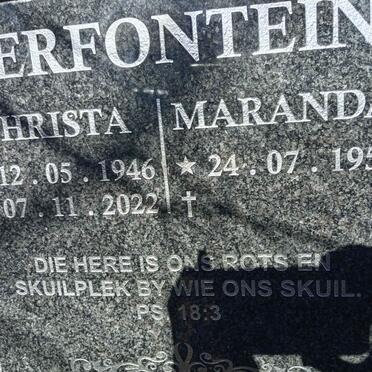 SERFONTEIN Christa 1946-2022 :: SERFONTEIN Maranda 1956 -