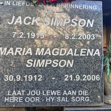 SIMPSON Jack 1915-2003 & Maria Magdalena !912-2006