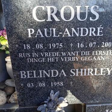 CROUS Paul-Andre 1975-2005 & Belinda Shirley 1958-