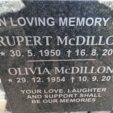 MCDILLON Rupert 1950-2000 & Olivia 1954-2015