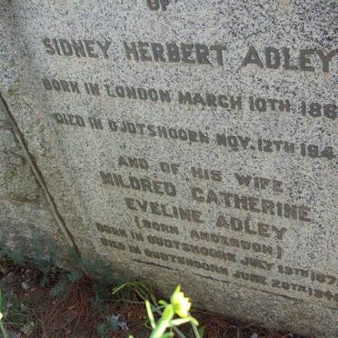 ADLEY Sidney Herbert 1862-1944 &amp; Mildred Catherine Eveline ANDERSON 1871-1948