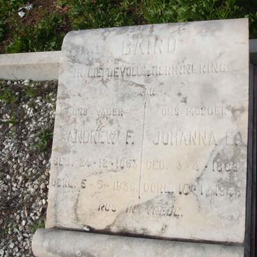 BAIRD Andrew F. 1853-1936 &amp; Johanna L. 1863-1945