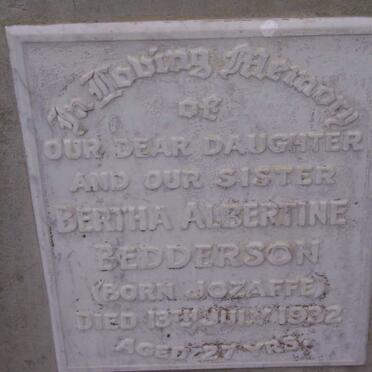 BEDDERSON Bertha Albertine nee JOZAFFE -1932