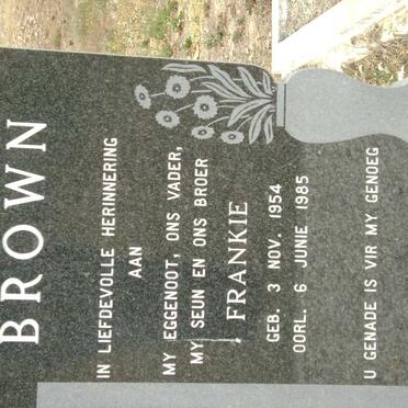 BROWN Frankie 1954- 1985 :: BROWN Cyril Francis 1921-1974