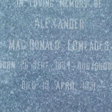 EDMEADES Alexander MacDonald 1884-1931