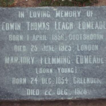 EDMEADES Edwin Thomas Leach 1856-1925 &amp; Marjory Flemming YOUNG 1854-1928