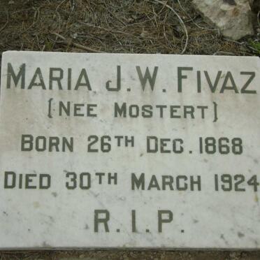 FIVAZ Maria J.W. nee MOSTERT 1868-1924