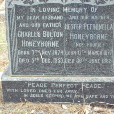 HONEYBORNE Charles Bolton 1874-1953 &amp; Hester Petronella FOURIE 1877-1962