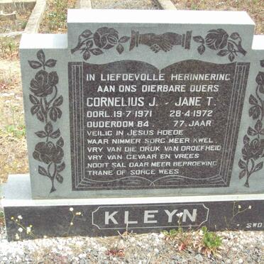 KLEYN Cornelius J. -1971 &amp; Jane T. -1972