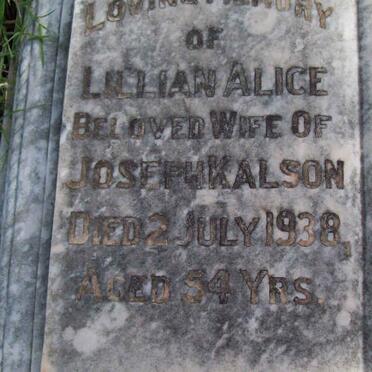 KALSON Lilian Alice  -1938 