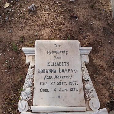 LOMBARD Elizabeth Johanna nee MOSTERT 1907-1931