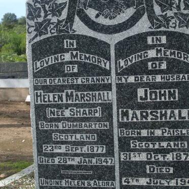 MARSHALL John 1874-1941 &amp; Helen SHARP 1877-1947