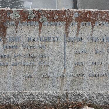 MATCHETT John Thomas 1864-1946 &amp; Emma Issit WARREN 1866-1937