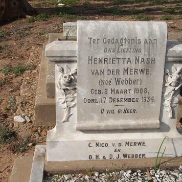 MERWE Henrietta Nash, van der nee WEBBER 1908-1934