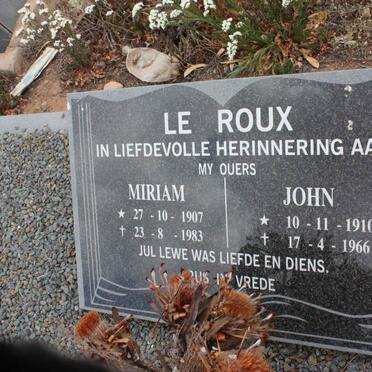 ROUX John, le 1910-1966 &amp; Miriam 1907-1983