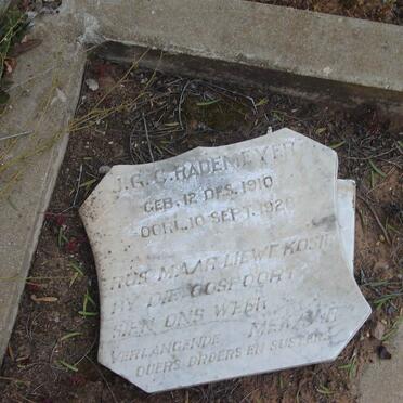 RADEMEYER J.G.C  1910-1928