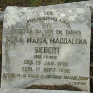 SIEBERT Sara Maria Magdalena nee FOURIE 1870-1952