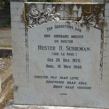SCHOEMAN Hester H. nee LE ROUX 1876-1940