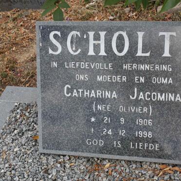 SCHOLTZ Catharina Jacomina nee OLIVIER 1906-1998