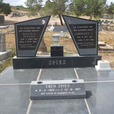 SPIES Cornelius J. 1873-1940 &amp; Aletta S. DU PLESSIS 1881-1965 :: SPIES Eben 1920-1977