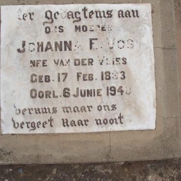 VOS Johanna E. nee VAN DER VLIES 1883-1940