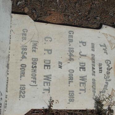 WET P.J., de 1844-1918 &amp; C.P. BOSHOFF 1854-1922