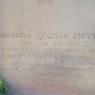 MEYER Adriana Cecilia nee VAN VUUREN -? :: MEYER Harold George -1897 