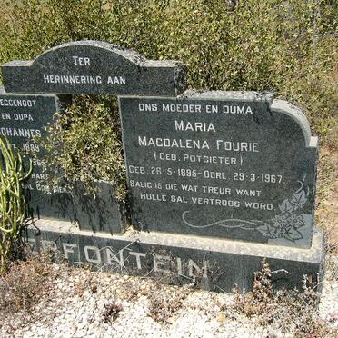 SERFONTEIN Gideon Johannes 1889-1965 &amp; Maria Magdalena Fourie POTGIETER 1895-1967