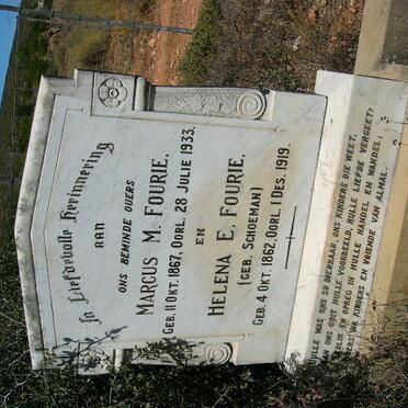 FOURIE Marcus M. 1867-1933 &amp; Helena E. SCHOEMAN 1862-1919