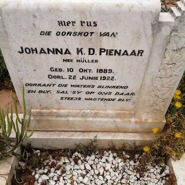PIENAAR Johanna K.D. nee MULLER 1889-1922