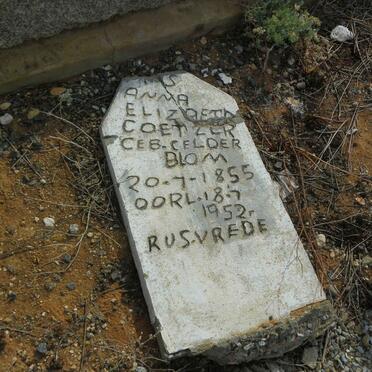 COETZER Anna Elizabeth nee GELDERBLOM 1855-1952