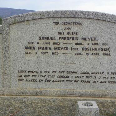 MEYER Samuel Frederik 1863-1931 &amp; Anna Maria OOSTHUYSEN 1870-1944