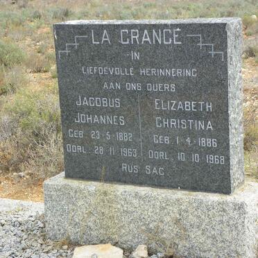 GRANGE Jacobus Johannes, la 1882-1963 &amp; Elizabeth Christina 1886-1968