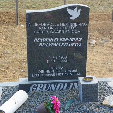 GRUNDLING Hendrik Everhardus Benjamin Stefanus 1953-2001