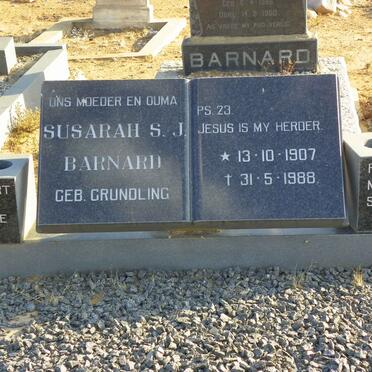 BARNARD Susarah S.J. nee GRUNDLING 1907-1988