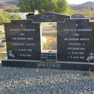 RHEEDER Godfried Jacob 1899-1984 &amp; Jacoba C. GRUNDLINGH 1903-1955
