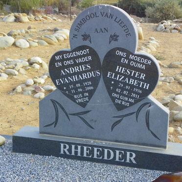RHEEDER Andries Evanhardus 1928-2006 &amp; Hester Elizabeth 1936-2011