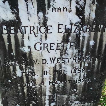 GREEFF Beatrice Elizabeth nee V.D. WESTHUIZEN 1858-1924