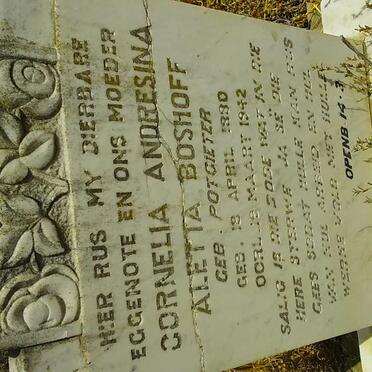 BOSHOFF Cornelia Andresina Aletta nee POTGIETER 1880-1942