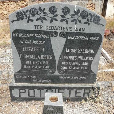 POTGIETER Jacob Salomon Johannes Phillipus 1889-1968 &amp; Elizabeth Petronella Hester 1901-1940