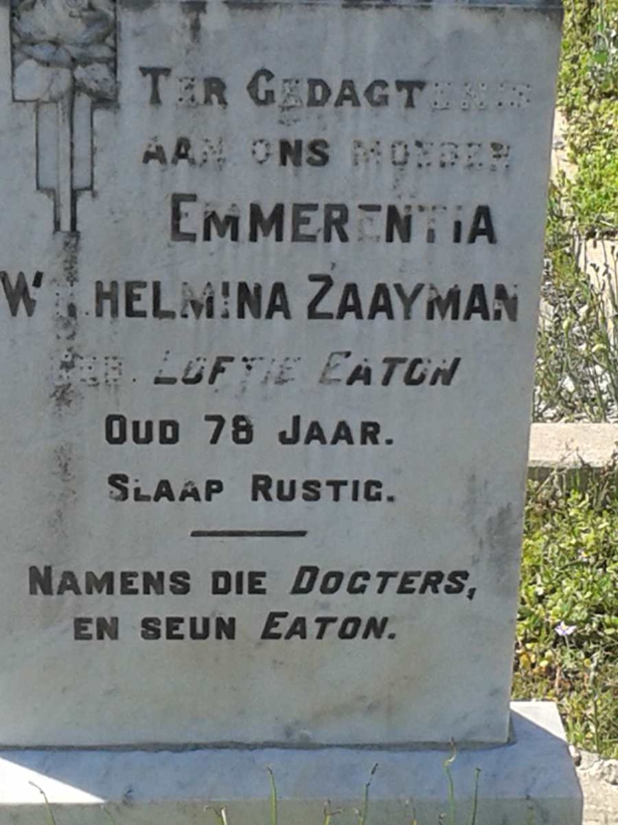 ZAAYMAN Emmerentia Wilhelmina nee LOFTIE-EATON