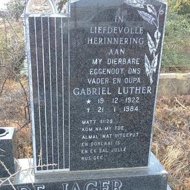 JAGER Gabriel Luther, de 1922-1984