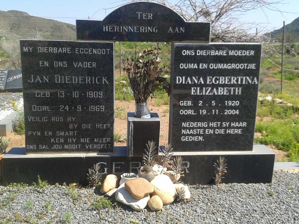 GERBER Jan Diederick 1909-1969 &amp; Diana Egbertina Elizabeth 1920-2004