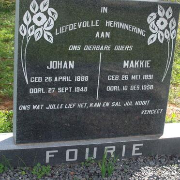 FOURIE Johan 1888-1948 &amp; Makkie 1891-1958