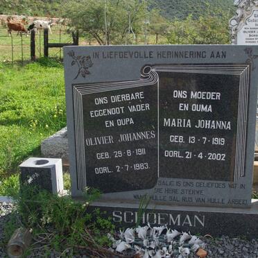 SCHOEMAN Olivier Johannes 1911-1983 &amp; Maria Johanna 1919-2002