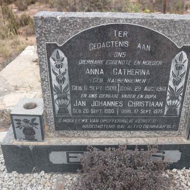 ELLIS Jan Johannes Christiaan 1900-1975 &amp; Anna Catherina RAUBENHEIMER 1900-1961