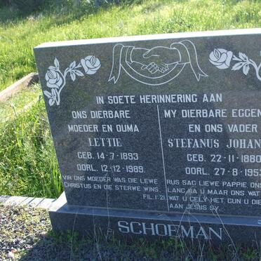 SCHOEMAN Stefanus Johannes 1880-1953 &amp; Lettie 1893-1989