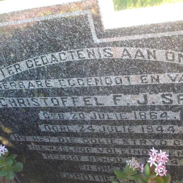 SPIES Christoffel F.J. 1864-1944 &amp; Dorothea M. SCHOEMAN 1871-1954